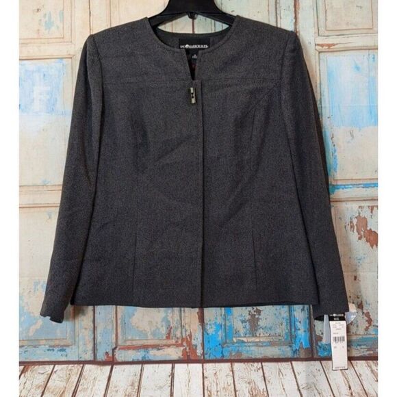 Sag Harbor Womens Size 16 Gray Long Sleeve Mid Length One Piece Suit Jacket - Picture 2 of 10